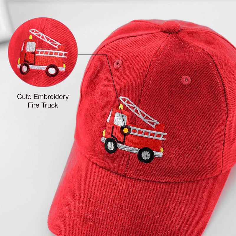 ACTLATI Embroidered Fire Truck Baseball Caps for Toddler Boys Girls Funny Cotton Hat Adjustable Dad Summer Sun Hat 3-8 Years - Image 3